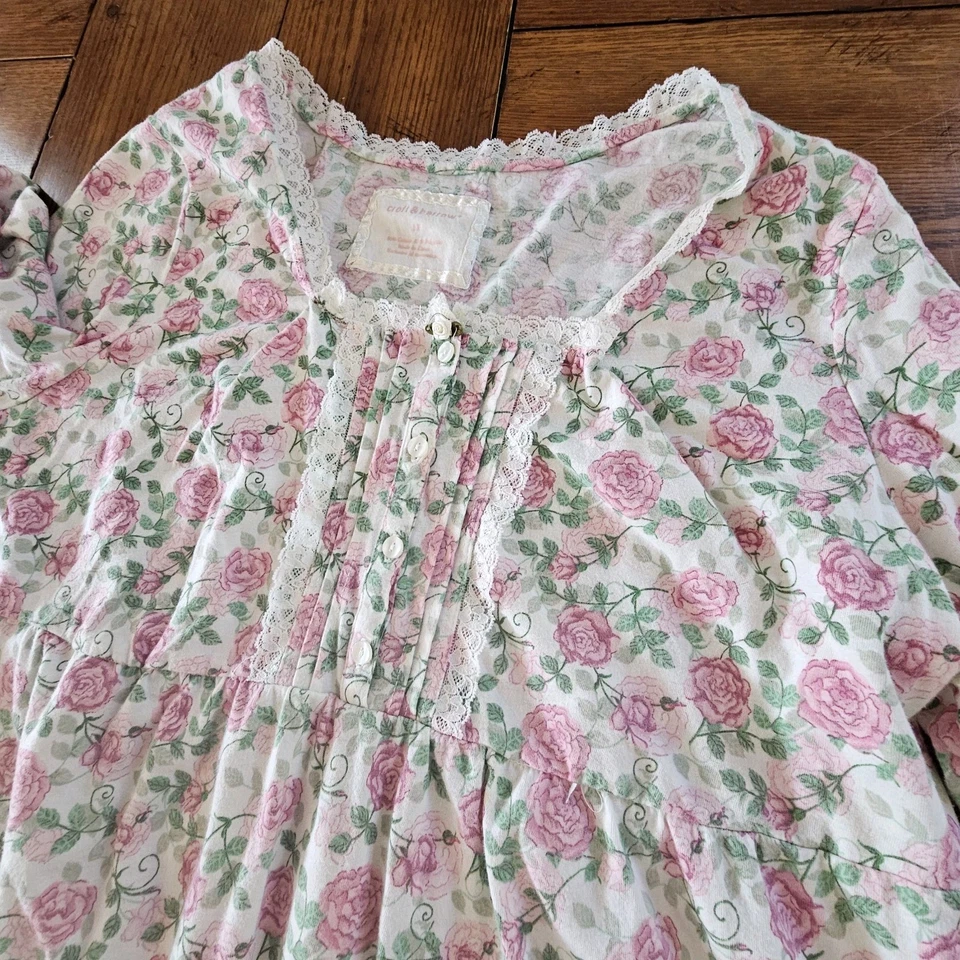 Camisón Mujer 1X Floral Rosa Blanco Cottagecore Grandmacore Largo Femenino Foto 1 de 4