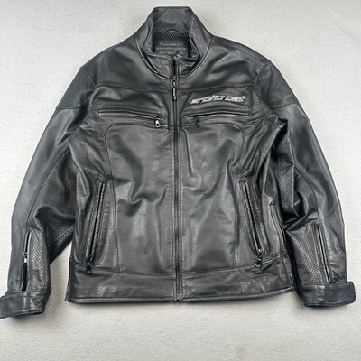 Chaqueta Arctic Cat Para Hombre Pequeña Cuero Negra Bombardero Motocicleta Forrada de Vellón Foto 1 de 4