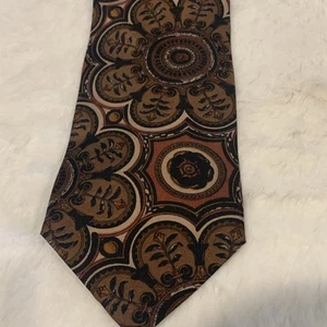 Carlo Palazzi 100% Silk Tie Hand Made Brown Hues 59" x 3 3/4" - Picture 1 of 9