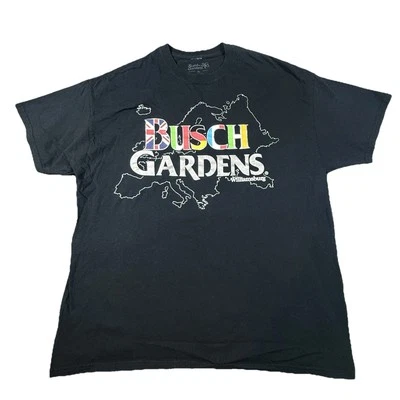 Vtg Busch Gardens Williamsburg International Flags Shirt Mens XL Black - Image 1 of 4