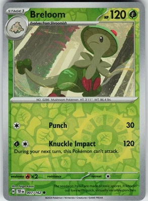 Pokemon Breloom 007/162 SV05: Temporal Forces NM Reverse Holo card - Image 1 of 2