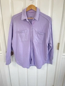 Aerie XXS Lilac Shacket Shirt Lumberjane Distressed Boho Oversized Layer - Picture 1 of 7