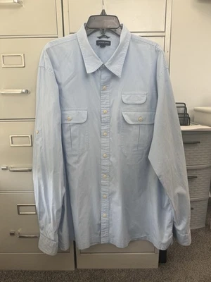 Lands End Mens Traditional Fit Light Blue Button-Down Shirt Size XXL Long Sleeve Foto 1 de 2