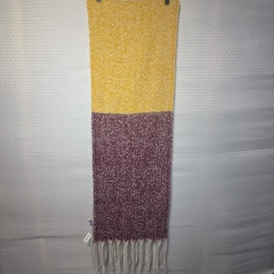 NWT Old Navy Colorblock Brushed Fringe Scarf One Size Soft Cozy Pink Yellow... - Image 1 of 4