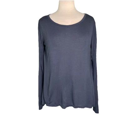 Camiseta Halston Heritage manga larga dobladillo asimétrico azul marino nueva con etiquetas Foto 1 de 4