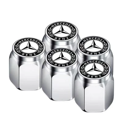 Car Tire Valve Stem Caps for Mercedes-Benz with Dust Covers and Metal Caps 5pcs - Image 1 of 4