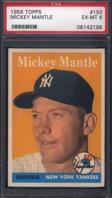 1958 Topps #150 Mickey Mantle Yankees PSA 6 Well Centered - Image 1 of 2