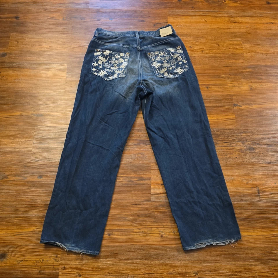 Джинсы из денима Ecko Unltd King of Creativity 34x31 Skater мешковатые с вышивкой Y2K  - Изображение 1 из 4