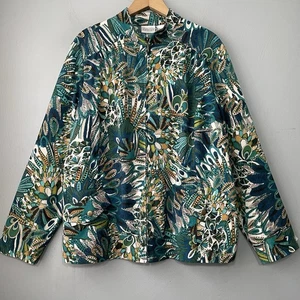 Chicos Zenergy Jacket Womens 3 Size XL Peacock Floral Print Chic Lightweight - Picture 1 of 11