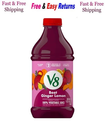 V8 remolacha jengibre limón jugo 100 % vegetal, botella 46 fl oz Foto 1 de 4