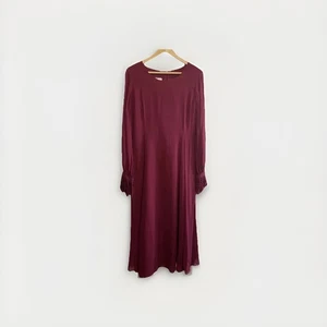 Laura Ashley Vintage UK 14 Burgundy Red Silk Dress Full Length 90s - Picture 1 of 14