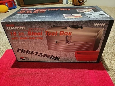 NOS VINTAGE CRAFTSMAN #965409 18" STEEL TOOL BOX W/STEEL TOTE TRAY NEW OLD STOCK - Image 1 of 4