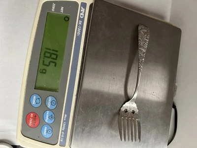 Antiguo tenedor de pescado de plata esterlina Frank Whiting Co. Marcado 5 5/8” No Mono c1885 Foto 1 de 4