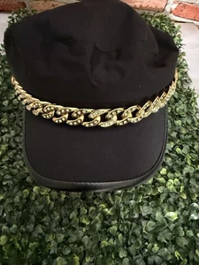 Black & Gold Chain Woman’s Cap - Picture 1 of 6