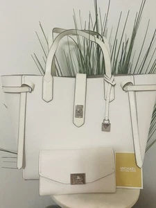 Michael Kors Cassie Large Tote And Wallet Turnlock White AS IS - Bild 1 von 20