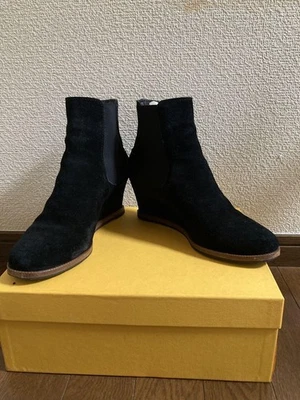 FENDI Botas Cortas Zapatos EU 37 US 7 Gamuza Negro Auténtico - Imagen 1 de 4