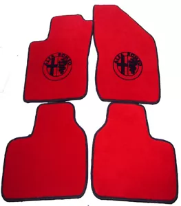 Alfombrillas de terciopelo rojo para Alfa Romeo 155 1982-1997 con Alfa negro - Imagen 1 de 1
