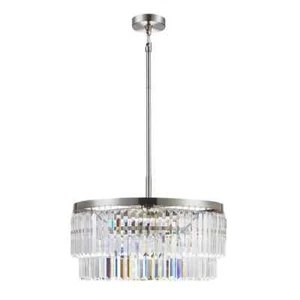 Home Decorators Winthrop Modern Brushed Nickel Chandelier Light w/ Crystal Shade - Picture 1 of 9