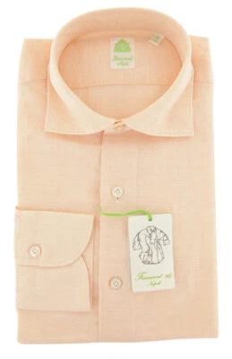 Camisa Finamore Napoli Rosa Mezcla Algodón Sólido - Extra Delgada - (1497) Foto 1 de 4