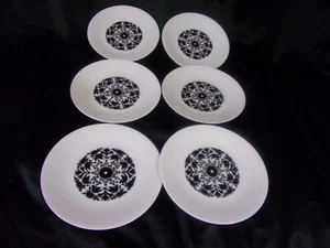 [LOT OF 6] Rosenthal GERMANY "HILTON 4009" black on white bird  7 3/4” Plates - Picture 1 of 10