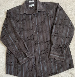 Eighty Eight Button Up Shirt Long Sleeve Size XXL Brown Floral Paisley Stripes - Picture 1 of 13