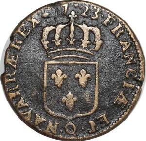 O8445 Rare Sol Buste enfantin Louis XV 1723 Q Perpignan ->Faire offre