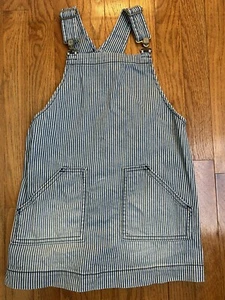 Gymboree Overall Denim Dress Girls 6 Indigo Railroad Stripes - Picture 1 of 6