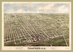 11884. Poster arredamento. Parete stanza. Home art design.1875 Concord, nuovo di zecca mappa vista dagli uccellini - Foto 1 di 1