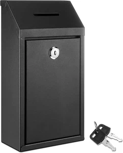 Metal Donation Cash Box Collection Safe Suggestion Lock Wall Mounted Mailbox Del - Picture 1 of 12