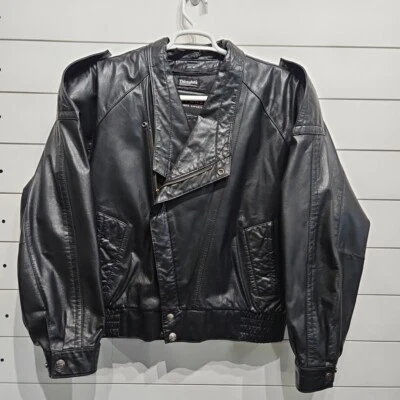 Vtg Wilsons Open Road Cafe Race Leather Motorcycle Biker Jacket Mens Large Black - Image 1 of 4