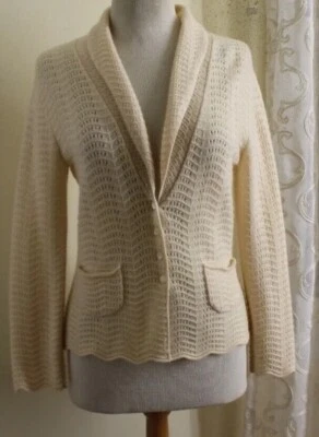 Cárdigan Suéter Marina Luna Talla S Pointelle Romántico Tejido Fino 100% Cachemira Foto 1 de 4