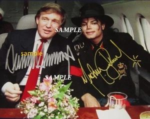 DONALD TRUMP MICHAEL JACKSON REPRINT 8X10 PHOTO AUTOGRAPHED SIGNED MAN CAVE GIFT - Picture 1 of 1