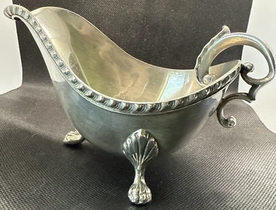 复古 Ornate Clawfoot 镀银重船带扇形边缘和手柄 — 第 1/4 张图片