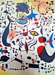 Joan Miró PINTADO A MANO ÓLEO SOBRE LIENZO después de FAMOSA OBRA! #Regalo único de arte raro - Imagen 1 de 3