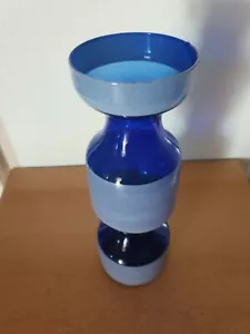Bauhaus art deco design style Kobalt royal blue glass Blau kubist Glas Vase XL - Bild 1 von 4