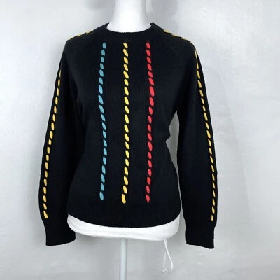 Suéter Acrílico Trenzado Arco Iris 3D Negro Danskin Años 80 De Colección Talla Mediana Foto 1 de 4