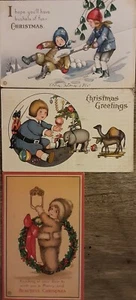 Antique Christmas Postcards 3 By Margaret Evans Price~1916~ - Picture 1 of 11