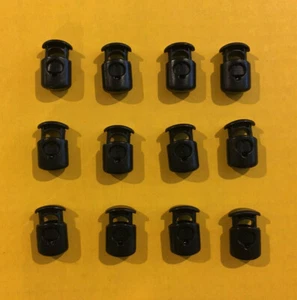 12 pcs Black Double Cord Lock Plastic Spring Lock Toggle Stop Made in USA - Picture 1 of 7