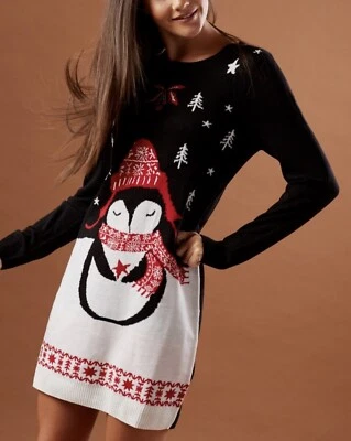 Vestido suéter suéter de punto pingüino de Navidad talla 8/10 Foto 1 de 4