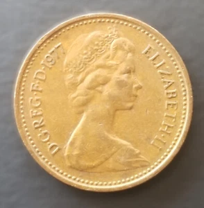 Reino Unido Gran Bretaña 1977 ~ Una moneda de 1 centavo nueva ~ KM # 915 - Imagen 1 de 2