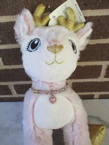 Build A Bear MM rosa Rentier 12 Zoll - genähte Augen - rosa Strass Herz Kragen - Bild 1 von 5
