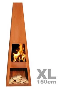 Terrassen ofen Garten kamin VILOS XL Corten Stahl Rost Feuer stelle Säule Tonne - Bild 1 von 1