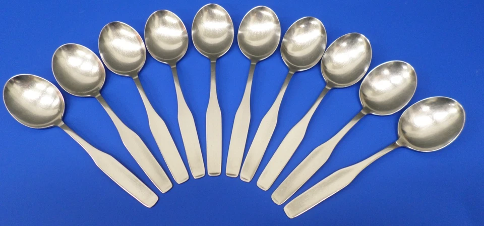 10 - WMF Cromargan FORM Older Satin Stainless Germany Flatware OVAL SOUP SPOONS - Image 1 of 4