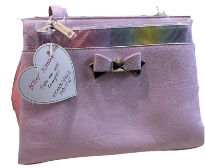 Cartera Betsey Johnson Lila Doble Asa XO Jaime con Bolsa Extraíble Nueva con Etiquetas $98 Foto 1 de 4