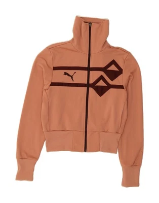 PUMA Womens Crop Tracksuit Top Jacket UK 10 Small Pink Argyle/Diamond AS07 - Image 1 of 3