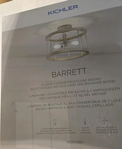 KICHLER Barrett 14 in. 2-Light Hallway Convertible Flush Mount Ceiling Light NEW - Picture 1 of 2