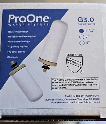 ProOne G3.0 5-3/4 " Water Filter - Brand New In Original Box w/ Instructions