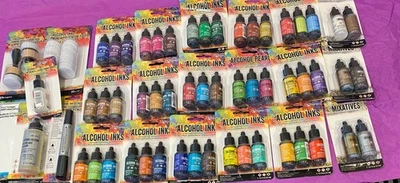 24 pc set Tim Holtz Ranger Adirondack Alcohol Ink 51 bottles diff inks + 6 acces - Image 1 of 4