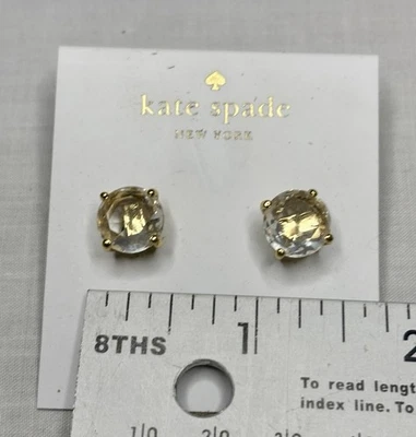 Kate Spade New York Gumdrop Round Stud Earrings Clear Gold Tone *Brand New* - Image 1 of 4
