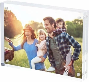 SimbaLux® Acrylic Magnetic Photo Frame 6” x 8” Free-Standing with UV Protection - Picture 1 of 9